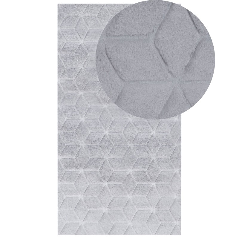 Dywan sztuczne futro królika 80 x 150 cm szary THATTA