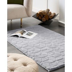 Dywan sztuczne futro królika 80 x 150 cm szary THATTA