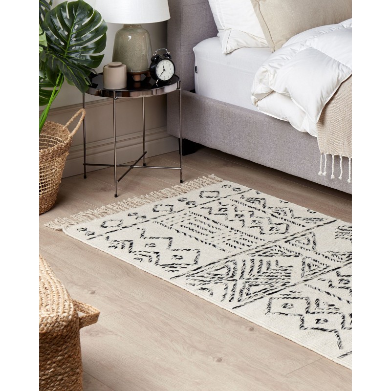 Dywan wełniany 80 x 150 cm biało-czarny ALKENT