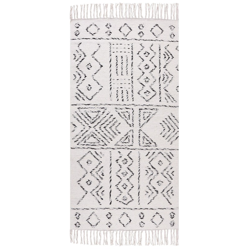 Dywan wełniany 80 x 150 cm biało-czarny ALKENT