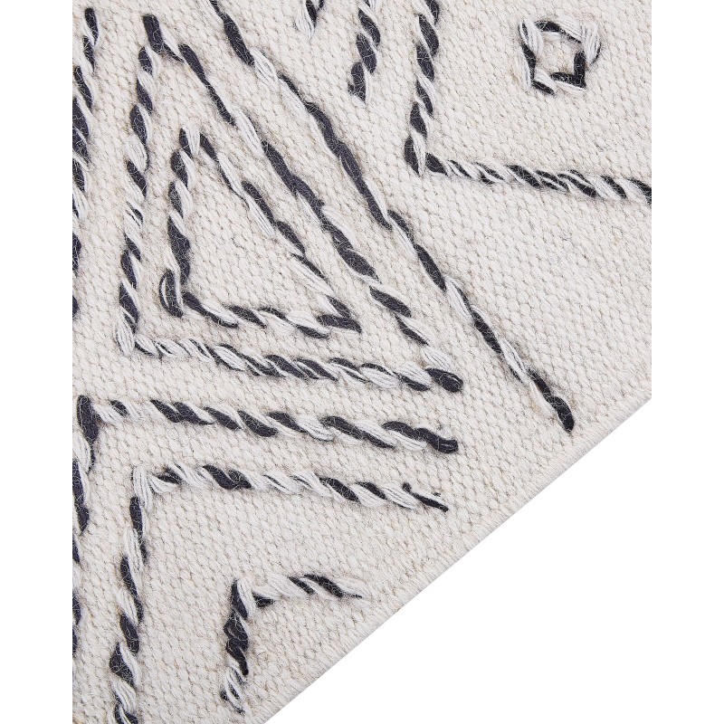 Dywan wełniany 80 x 150 cm biało-czarny ALKENT