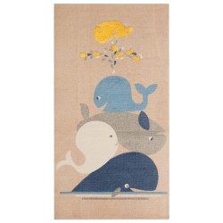 Dywan dziecięcy bawełniany motyw wielorybów 80 x 150 cm beżowy SEAI