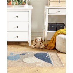 Dywan dziecięcy bawełniany motyw wielorybów 80 x 150 cm beżowy SEAI