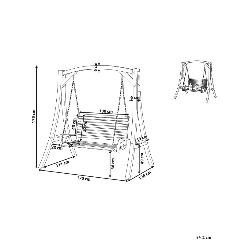 Huśtawka ogrodowa NOVARA Drewno Brązowy