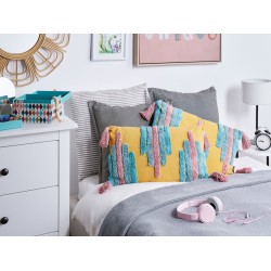 2 bawełniane poduszki dekoracyjne tuftowane z frędzlami 30 x 50 cm wielokolorowe DIJKOT