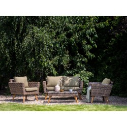 Zestaw ogrodowy ze stolikiem dla 4 osób VITTORIA Technorattan Oliwkowy