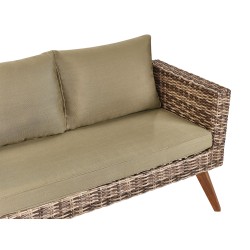 Zestaw ogrodowy ze stolikiem dla 4 osób VITTORIA Technorattan Oliwkowy