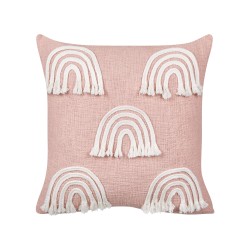 2 bawełniane poduszki dekoracyjne motyw tęczy 45 x 45 cm różowe LEEA