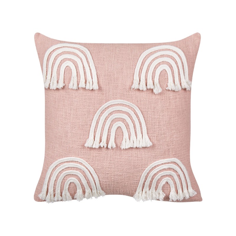 2 bawełniane poduszki dekoracyjne motyw tęczy 45 x 45 cm różowe LEEA