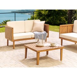 Stolik kawowy drewniany 70 x 70 cm jasny BARATTI