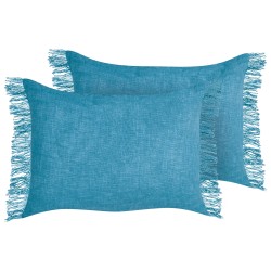 Zestaw 2 poduszek dekoracyjnych MABA Bawełna 50 x 35 cm Niebieski Jednolity