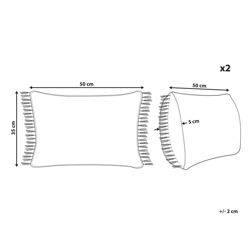 Zestaw 2 poduszek dekoracyjnych MABA Bawełna 50 x 35 cm Niebieski Jednolity