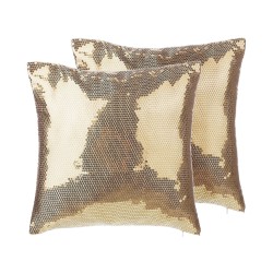 Zestaw 2 poduszek dekoracyjnych ASTER 45 x 45 cm Złoty Jednolity