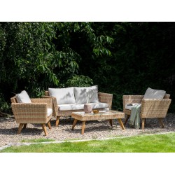 Zestaw ogrodowy ze stolikiem dla 4 osób VITTORIA Technorattan Złamana biel