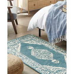 Dywan wełniany 80 x 150 cm biało-niebieski GEVAS