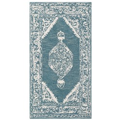 Dywan wełniany 80 x 150 cm biało-niebieski GEVAS