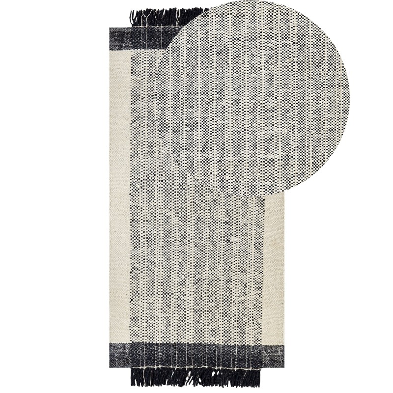 Dywan wełniany 80 x 150 cm biało-czarny KETENLI