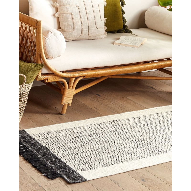 Dywan wełniany 80 x 150 cm biało-czarny KETENLI