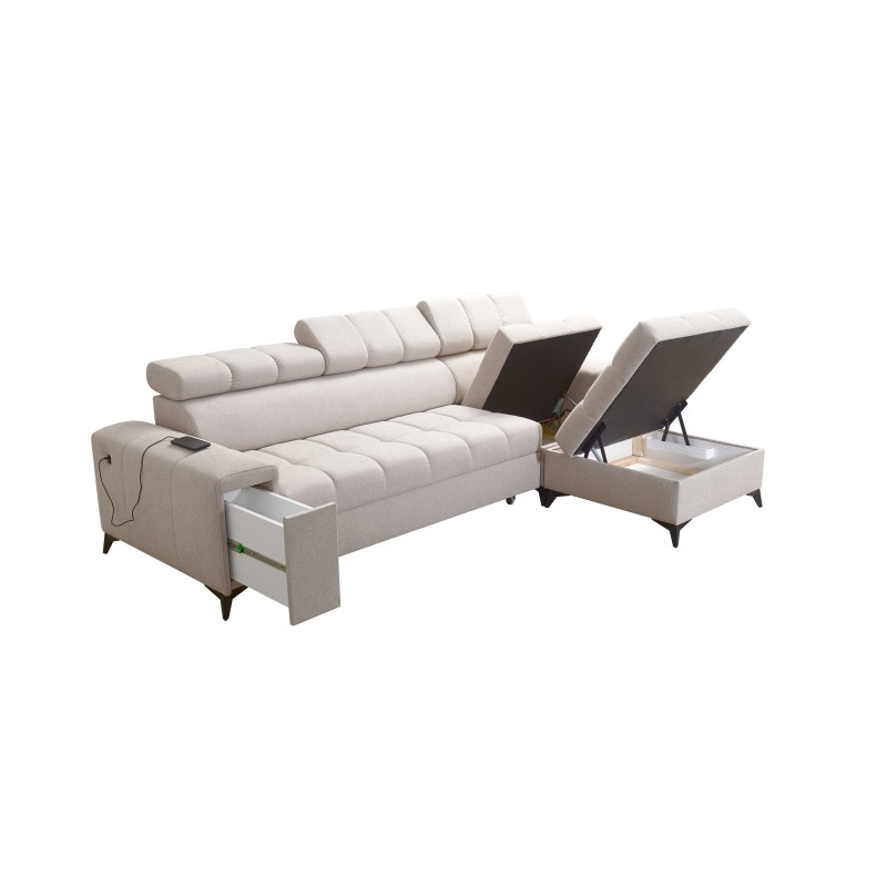 Venna I Maxi Corner Sofa with Sleeping Function and USB Port - Plush, Avra 11