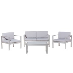 Zestaw ogrodowy ze stolikiem dla 4 osób SALERNO Metal Jasnoszary