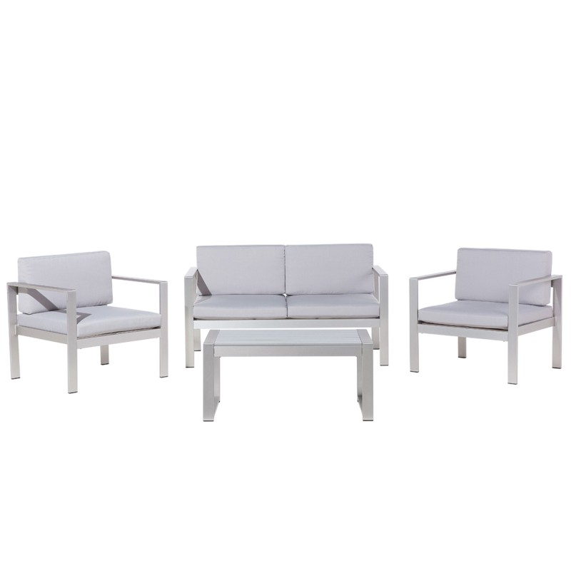 Zestaw ogrodowy ze stolikiem dla 4 osób SALERNO Metal Jasnoszary