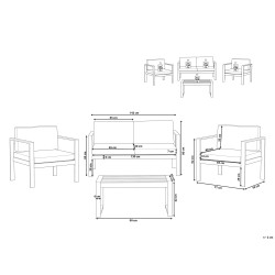 Zestaw ogrodowy ze stolikiem dla 4 osób SALERNO Metal Jasnoszary