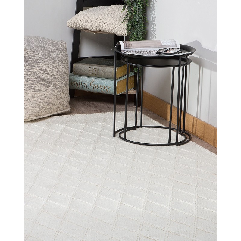 Dywan wełniany 140 x 200 cm złamana biel ERZIN