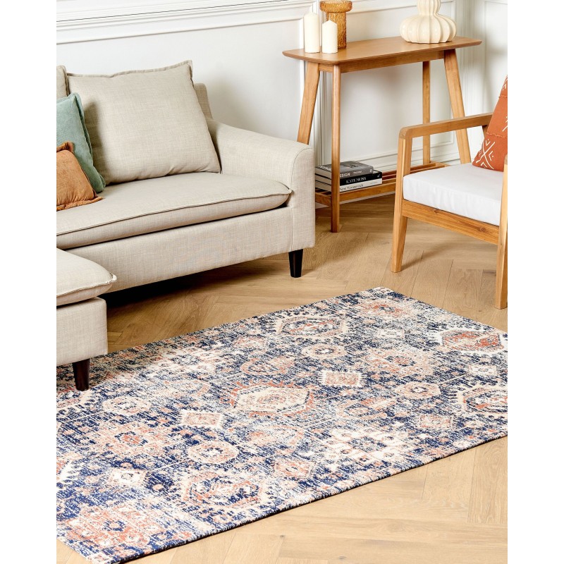 Dywan bawełniany 140 x 200 cm niebiesko-czerwony KURIN