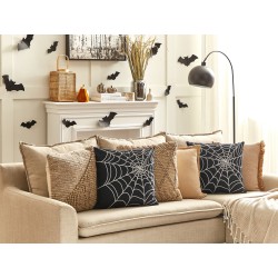 Poduszka dekoracyjna LYCORIS Welur 45 x 45 cm Czarny Wzór abstrakcyjny