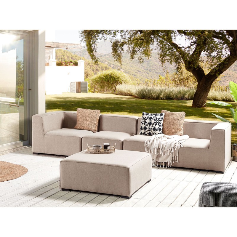Sofa ogrodowa z otomaną dla 4 osób AREZZO Modułowy Beżowy