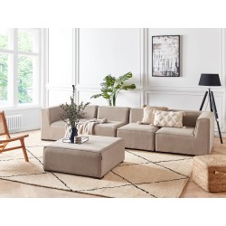 Sofa ogrodowa z otomaną dla 4 osób AREZZO Modułowy Beżowy