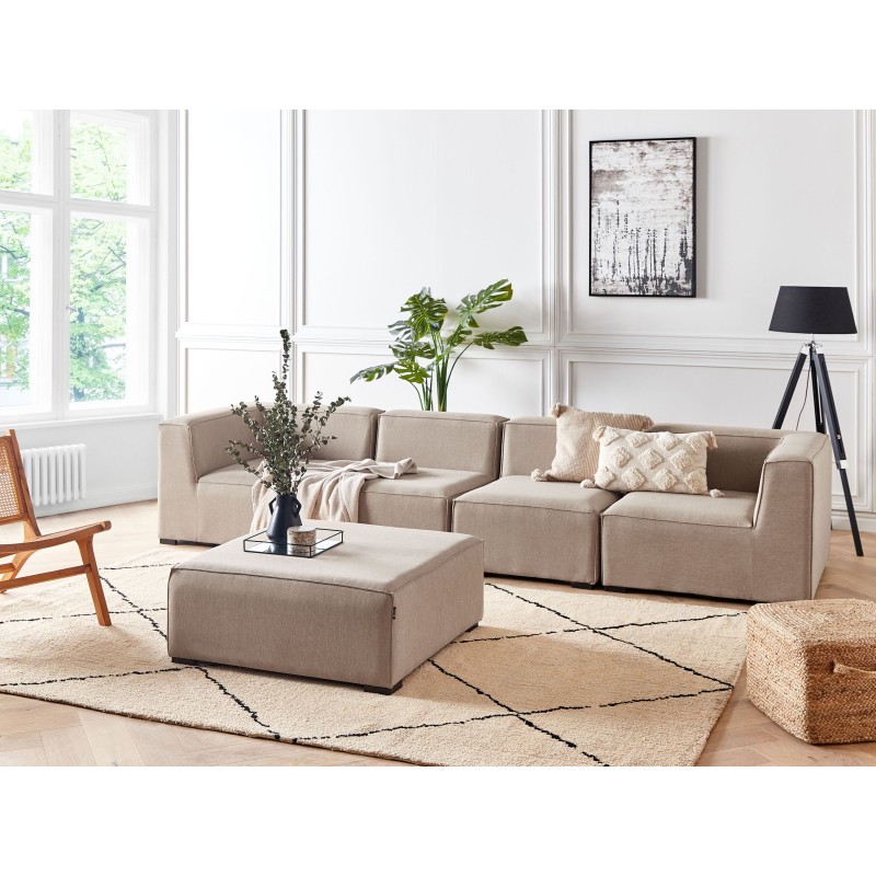 Sofa ogrodowa z otomaną dla 4 osób AREZZO Modułowy Beżowy