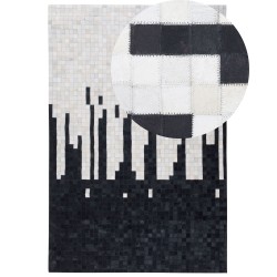 Dywan skórzany 160 x 230 cm czarno-biały BOLU