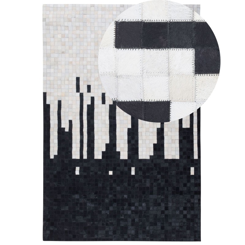 Dywan skórzany 160 x 230 cm czarno-biały BOLU