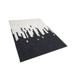 Dywan skórzany 160 x 230 cm czarno-biały BOLU