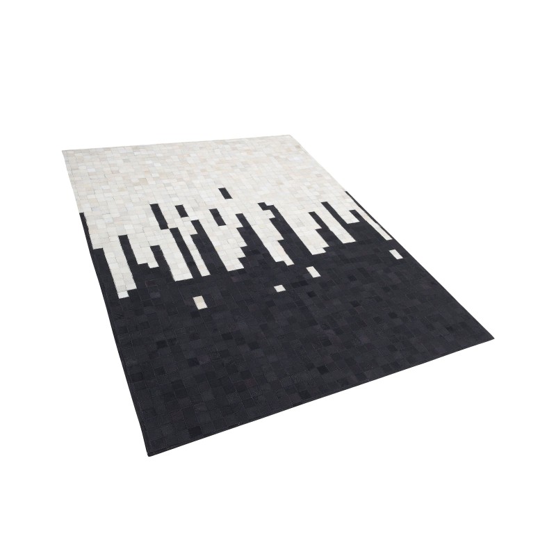 Dywan skórzany 160 x 230 cm czarno-biały BOLU