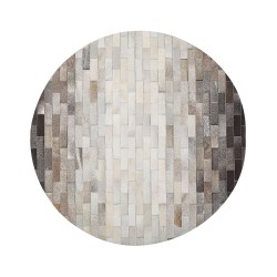 Dywan patchworkowy okrągły skórzany ⌀ 140 cm brązowo-beżowy DUTLAR