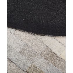 Dywan patchworkowy okrągły skórzany ⌀ 140 cm brązowo-beżowy DUTLAR