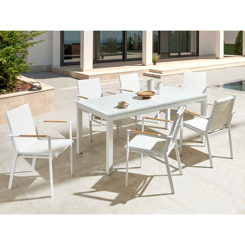 Stół ogrodowy rozkładany SKALOMA 180/240 cm 90 cm Metal Biały