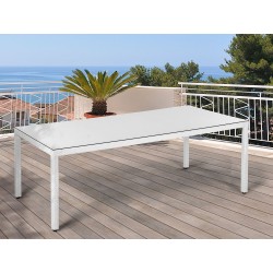 Stół ogrodowy ITALY 220 cm 100 cm Szkło Biały