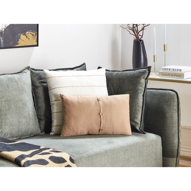 Zestaw 2 poduszek dekoracyjnych BANORI Len 30 x 50 cm Beżowy Jednolity