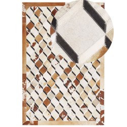 Dywan patchwork skórzany 160 x 230 cm brązowy SERINOVA