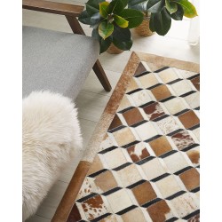 Dywan patchwork skórzany 160 x 230 cm brązowy SERINOVA