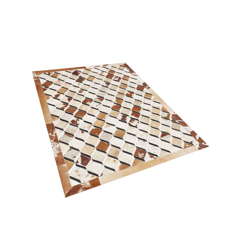 Dywan patchwork skórzany 160 x 230 cm brązowy SERINOVA