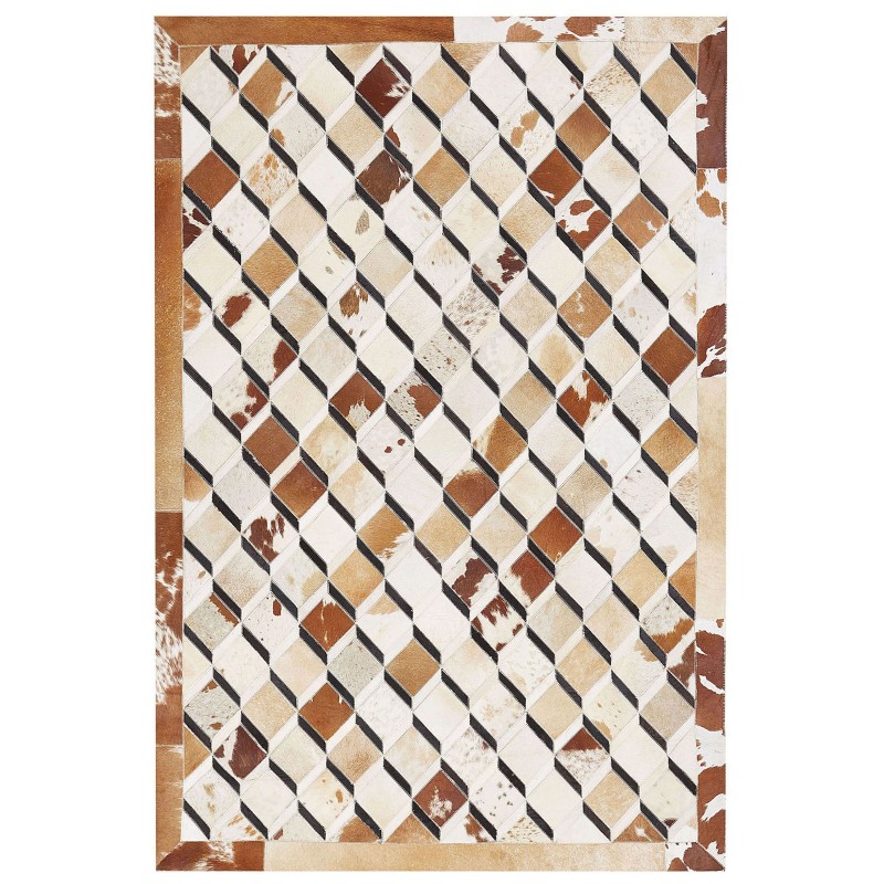 Dywan patchwork skórzany 160 x 230 cm brązowy SERINOVA