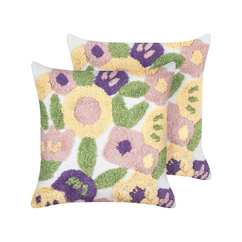 Zestaw 2 poduszek dekoracyjnych TRICORNIO Bawełna 45 x 45 cm Kolorowy Wzór kwiatowy