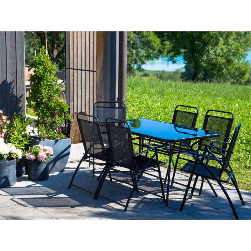 Stół ogrodowy LIVO 140 cm 80 cm Szkło Czarny