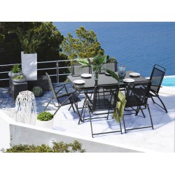 Stół ogrodowy LIVO 140 cm 80 cm Szkło Czarny