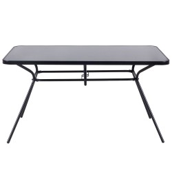 Stół ogrodowy LIVO 140 cm 80 cm Szkło Czarny