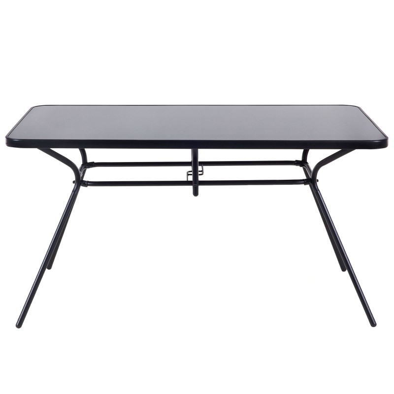 Stół ogrodowy LIVO 140 cm 80 cm Szkło Czarny